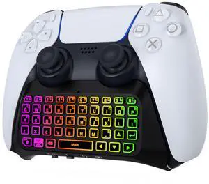 MoKo RGB Backlight Keyboard for PS5 Controller, Bluetooth Wireless Mini Gamepad Chatpad for PlayStation 5 with Upgraded Built-in Speaker & 3.5mm Audio Jack for PS5 Controller Accessories