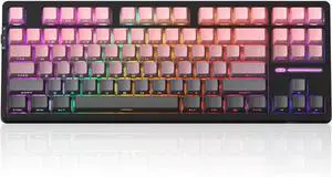 MageGee LIGHT87 Wireless Creamy Keyboard, Gasket Structure, RGB Backlit, 2.4G/USB-C/BT5.0 Hot Swappable Mechanical Gaming Keyboard for Win/Mac/PC, 8000mAh Battery, Side Printed PBT Keycaps, Pink