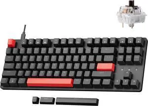 X1 Wired Mechanical Keyboard, QMK Programmable TKL Layout with Pre-Lubed Tactile Switch, North-Facing Red Backlit NKRO Compatible with Windows