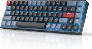 MageGee 60% Mechanical Gaming Keyboard, 68 Keys Compact Blue LED Backlit Gaming Keyboards, SKY68 Wired Ergonomic Mini Office Keyboard for Windows PC Gamer (Red Switch, Blue & Black)