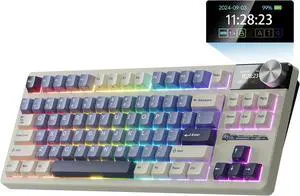 RK ROYAL KLUDGE S85 Wireless Mechanical Keyboard, 85% Wireless TKL Keyboard with Display & Ratchet Knob, Custom Linear Silent Switches, Triple-Mode, 7200mAh Battery, Hot Swappable