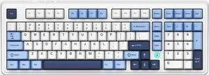 NACODEX Ajazz AK980 Blue White Wireless Mechanical Gaming Keyboard,Tri-Mode BT5.0/2.4GHz/USB-C Hot Swappable RGB Backlit Computer Gaming Keyboards for PC/Tablet/PS/Xbox