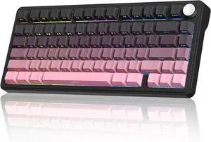 CC MALL M75 Mechanical Keyboard,75% Gasket Hot Swappable,RGB Backlit,Side Printed PBT Keycaps,2.4Ghz/Bluetooth/USB-C Gaming Keyboards (Black and Pink)