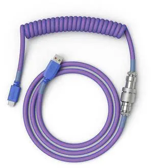 Glorious Coiled USB C Cable - Artisan Braided Custom Keyboard Cable for Mechanical Gaming Keyboards (Nebula)