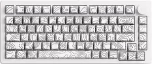 M1 V5 Aluminum Mechanical Keyboard 75% Topographic Theme Quick Release Gaming Keyboard with Knob, 8000 mAH RGB Hot-swappable White Custom Keyboard with Side-printed Keycaps Pre lubed Piano Switch