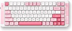 X75 V2 Wireless Mechanical Keyboard Volume Knob, Tri-Mode BT5.0/2.4GHz/USB-C Hot Swappable Custom Keyboards, Linear Switch Creamy Keyboards, RGB Gaming Keyboard for PC/Tablet/PS/Xbox, Pink
