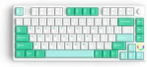 KEYMECHER KS75T 75% Mechanical Keyboard with Volume Knob, Tri-Mode Hot Swappable Gaming Keyboard, RGB Backlit, Bluetooth, 2.4G Connection with Silver Switches