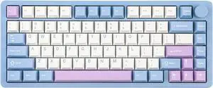 Blade75 Wireless Aluminum Mechanical Gaming Keyboard, BT5.0/2.4GHz/USB-C Hot Swappable Custom Creamy Keyboard with 4000mAh Battery, Knob, RGB Backlit, NKRO for Win/Mac/Games/Office (Blue)