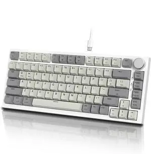 ATTACK SHARK K85 Rapid Trigger 75% Wired Mechanical Gaming Keyboard Gasket with Hot Swapped Adjustable Actuation Magnetic Switch Programmable Knob TKL RGB Backlit PBT Keycaps for Win Mac Gamer(Gray)