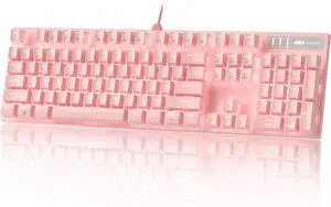 MageGee Pink Gaming Keyboard USB Wired Keyboard, New Mechanical Storm Adjustable Backlight Keyboards Splash-Proof Ideal for PC/Laptop/MAC Game(Pink)