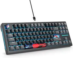 Owpkeenthy 75% Gasket Mounted Mechanical Gaming Keyboard Hot Swappable, Wired 87 Keys South-Facing RGB Keyboard with Quiet Linear White Switch Cherry Keycaps for Win mac (Black)