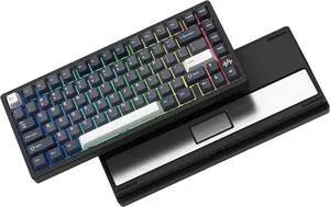 Womier RD75 Pro 75% Wireless Gaming Keyboard, Quick Release Aluminum Keyboard, QMK/VIA Tri-Mode Mechanical Key Board Custom Hot Swappable with RGB Creamy for Windows/Mac/PC (Black)