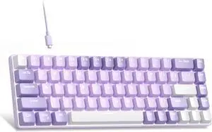 MageGee Portable 60% Mechanical Gaming Keyboard, MK-Box LED White Backlit Compact 68 Keys Mini Wired Office Keyboard with Red Switch for Windows Laptop PC Mac - Violets