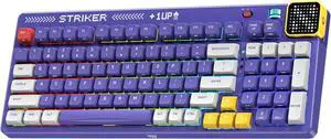 NYXI Striker Retro Mechanical Gaming Keyboard, Bluetooth/2.4G/USBC Hot Swappable Gaming Keyboard with 97 Keys, Gasket Structure RGB Backlit Mechanical Keyboard with Display Screen supports Win/Mac/iOS