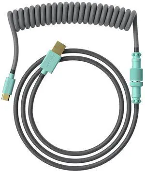 Ranked Coiled Keyboard Cable | Handcrafted Double-Sleeved Braided Cable | USB Type C to A | 5-Pin Aviator Connector for Custom Mechanical Gaming Keyboard | Support Fast Charge 20W (Dolch)