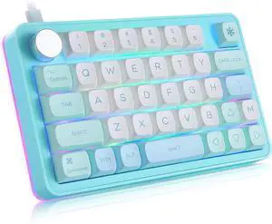 Koolertron Single-Handed Macro Mechanical Keyboard, RGB LED Backlit Portable Mini One-Handed Mechanical Gaming Keypad 39 Fully Programmable Keys (39 Keyboard Blue)