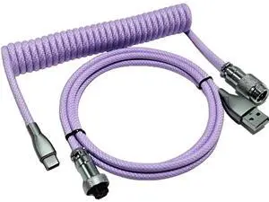USB C Coiled Keyboard Cable - Gaming Keyboard Coil Cord ,Custom Type Braided Mechanical Keyboard Cable With Detachable Metal Aviator Wire, 1.5M USB-C to USB-A, Computer Decoration Keyboard Wire Purple