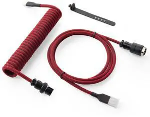 GUNMJO Pro Custom Coiled USB C Cable for Gaming Keyboard, Double-Sleeved Mechanical Keyboard Cable with Detachable Metal Aviator, 1.5M USB-C to USB-A, Red Color GUNMJO Pro Custom Coiled USB C Cable for Gaming Keyboard, Double-Sleeved Mechanical Keyboard Cable with Detachable Metal Aviator, 1.5M USB-C to USB-A, Red Color