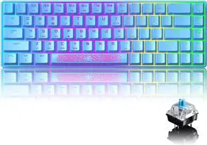 MAGIC-REFINER 60% RGB Mini Mechanical Gaming Keyboard,Portable 68 Keys,Blue Switches,Detachable USB Type-C Cable,TKL Keyboard with Two Keycaps for Windows Gaming PC(Blue)