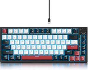 Guffercty kred 75% Percent Mechanical Keyboard with Knob, Gasket Mouted Wired TKL Gaming Keyboard 75 Percent Hot Swappable Programmable for Windows Laptop PC Gamer82 White