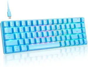 LexonElec 60% Wired Gaming Keyboard, RGB Backlit Ultra-Compact Mechanical Keyboard, Blue Switch Waterproof Compact 68 Keys Keyboard for Typist Laptop PC Mac Gamer(Blue)