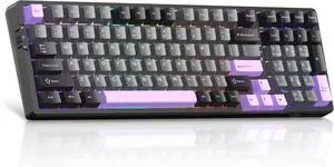 MageGee LIGHT100 Wireless Creamy Keyboard, Gasket Structure Hot Swappable, Tri-Mode 2.4G/USB-C/BT5.0 RGB Backlit Mechanical Gaming Keyboard for Win/Mac/PC, PBT Keycap, 4000mAh Battery, Purple