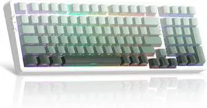 MageGee LIGHT100 Wireless Creamy Keyboard, Gasket Structure Hot Swappable, 2.4G/USB-C/BT5.0 RGB Backlit Mechanical Gaming Keyboard for Win/Mac/PC, 8000mAh Battery, Side Printed PBT Keycap, Green