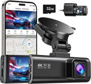 REDTIGER Dash Cam Front Rear, 4K/2.5K Full HD Dash Camera for Cars, Included 32GB Card, Built-in Wi-Fi GPS, 3.16 IPS Screen, Night Vision, 170°Wide Angle, WDR, 24H Parking Mode(F7NP)