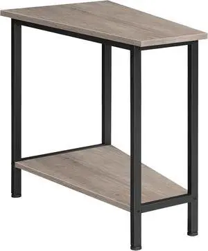 HOOBRO Wedge End Table, Recliner Wedge Side Table with Storage, Industrial Triangle Accent Table for Small Space, Corner, Living Room, Apartment, Greige BG64BZ01G1