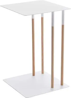 Yamazaki Home Plain Metal and Wood Sliding Sofa C Table End Table Coffee Tray Laptop Desk, Modern Bedside Or Living Room Small Accent Table, 22" - Steel