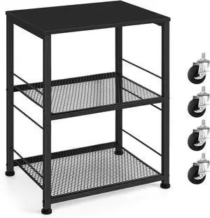 OYEAL Black Night Stand Industrial End Table with Storage Shelf Narrow Side Table for Small Spaces, Farmhouse Bedside Table for Living Room Bedroom, Stable Metal Frame (Black)