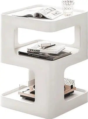 Modern Side Table,Metal end Table,White nightstand,Bedside Tables,Accent Side Table with Storage for Living Room Bedroom Couch,No Assembly Required