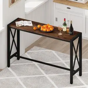 BON AUGURE Bar Table, 55 in Counter Height Pub Tables, Rectangular Tall Behind Couch Sofa Table, High Top Wood Console Tables for Home, Living Room, Kitchen (Rustic Oak, 36.6)