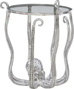 Powell Olivia Silver Octopus Accent Table with Glass Top Powell Olivia Silver Octopus Accent Table with Glass Top