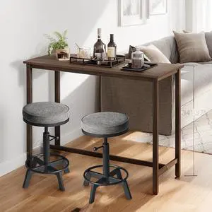 Vintage Bar Stools | Kitchen Island Counter Stool | Swivel Pu Seat | Extra Sitting | Standard Counter Height Adjustable 17-24inch (Set of 2)