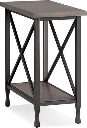 Leick Home 23005 Chisel & Forge Narrow Side Recliner Table with Shelf, Smoke Gray and Matte Black