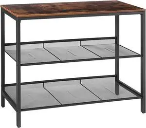 HOOBRO Console Table, Sofa Table with 2 Flat or Slant Adjustable Mesh Shelves, Hallway Table and Sideboard in Entryway, Living Room Corridor, Easy Assembly, Industrial, Rustic Brown and Black BF01XG01