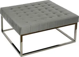 Cortesi Home Large Tufted Coffee Table Ottoman, 36", Grey Velvet Cortesi Home Large Tufted Coffee Table Ottoman, 36", Grey Velvet