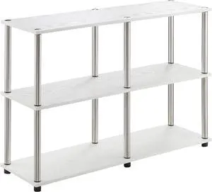 Convenience Concepts Designs2Go No Tools 3 Tier Wide Console Table 42" - Modern Multipurpose Accent with Shelves for TV Media Center, Office Desk Extension, Entryway Display, & Home Storage, White