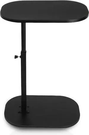 Side Table TV Tray for Couch,Height Adjustable 360° Swivel C Shaped End Table for Small Spaces,Bedside Bathroom Living Room (Black)