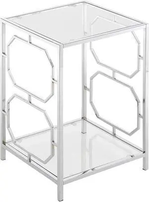 Convenience Concepts Omega Chrome End Table, Clear Glass / Chrome Frame