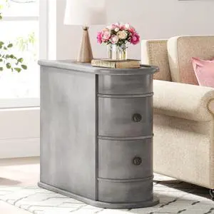 Wood End Table with 2 Drawers, No Assembly Required Narrow Sofa Side Table for Living Room, Vintage Slim Nightstand Bedside Table for Bedroom, Finished Back (2 Drawers, Grey, 1Pc) Wood End Table with 2 Drawers, No Assembly Required Narrow Sofa Side Table for Living Room, Vintage Slim Nightstand Bedside Table for Bedroom, Finished Back (2 Drawers, Grey, 1Pc)