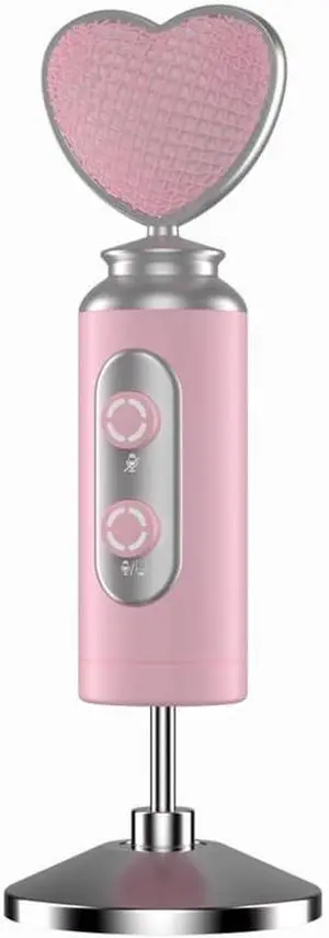 Pink USB Gaming Condenser Microphone for PC, Plug and Play, one Click Mute, Gain Control Cute Heart-Shaped Desktop Mic, for Twitch/YouTube/TikTok Recording, Game Console/Phone Voice Chat