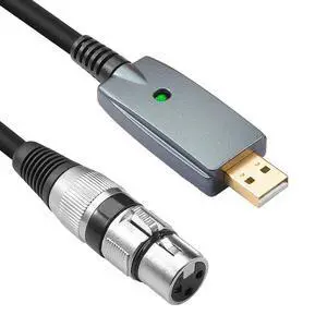 Disino USB Microphone Cable,XLR Female to USB Mic Link Converter Cable for Microphones or Recording Karaoke Sing,10 feet