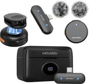 Wireless Lavalier Microphone Mini Mic for iPhone 16 15 pro max Android Phone Charging Case Lapel Clip Mics for Vlogging YouTube TikTok Video Recording Content Creators (USB-C&Lightning, Black)