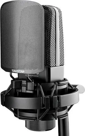 TAKSTAR XLR Condenser Microphone with Shock Mount Windscreen, Streaming Recording Microphone, Cardioid Studio Mic for Broadcasting Stage Instrument Vocal Recording Home Studio Applications TAKSTAR XLR Condenser Microphone with Shock Mount Windscreen, Streaming Recording Microphone, Cardioid Studio Mic for Broadcasting Stage Instrument Vocal Recording Home Studio Applications