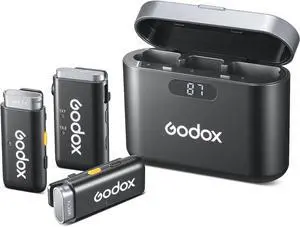 GODOX Wireless Lavalier Microphone for iPhone/Android Phone with Noise Cancellation(2 TX + 1 RX + Charging Case),Mini Mic for DSLR Cameras/PC/Live Streaming,200m/656ft,with Battery Level Display