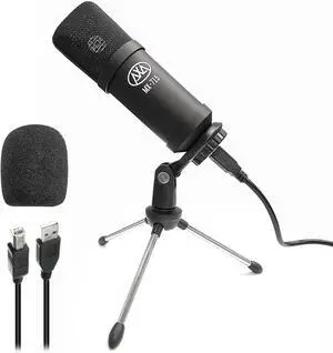AxcessAbles USB Condenser Vocal Microphone with a 5.5 ft Cable, Desk Mic Stand and Pop Filter | Microphone for Singing, Studio Recording, Podcast, Karaoke | AxcessAbles MX-715