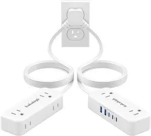 Split Extension Cord 10FT (5FT on Each Side), Single Flat Plug Twin Extension Cord with 4 AC Outlets, 2 USB-A & 3 USB-C(24W/4.8A), Nightstand Charging Station for Bedroom Dorm Room Home, His and Hers Split Extension Cord 10FT (5FT on Each Side), Single Flat Plug Twin Extension Cord with 4 AC Outlets, 2 USB-A & 3 USB-C(24W/4.8A), Nightstand Charging Station for Bedroom Dorm Room Home, His and Hers