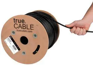 TRUE CABLE Cat6 Direct Burial Outdoor Bulk Ethernet Cable, Shielded F/UTP, 500ft, Black, 23AWG Solid Bare Copper, Heavy Duty Outdoor, OSP Jacket, Waterproof, UV, 550MHz, PoE++ 100W (4PPoE) TRUE CABLE Cat6 Direct Burial Outdoor Bulk Ethernet Cable, Shielded F/UTP, 500ft, Black, 23AWG Solid Bare Copper, Heavy Duty Outdoor, OSP Jacket, Waterproof, UV, 550MHz, PoE++ 100W (4PPoE)